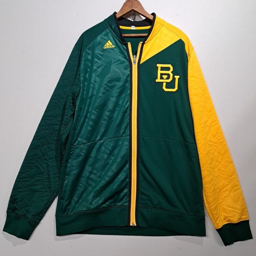 Mens Adidas Green Yellow Baylor Bears University Jacket NCAA Athletic XL